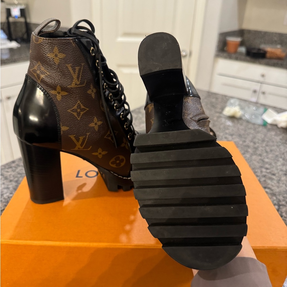 Louis Vuitton Brown and Black Monogram Boots